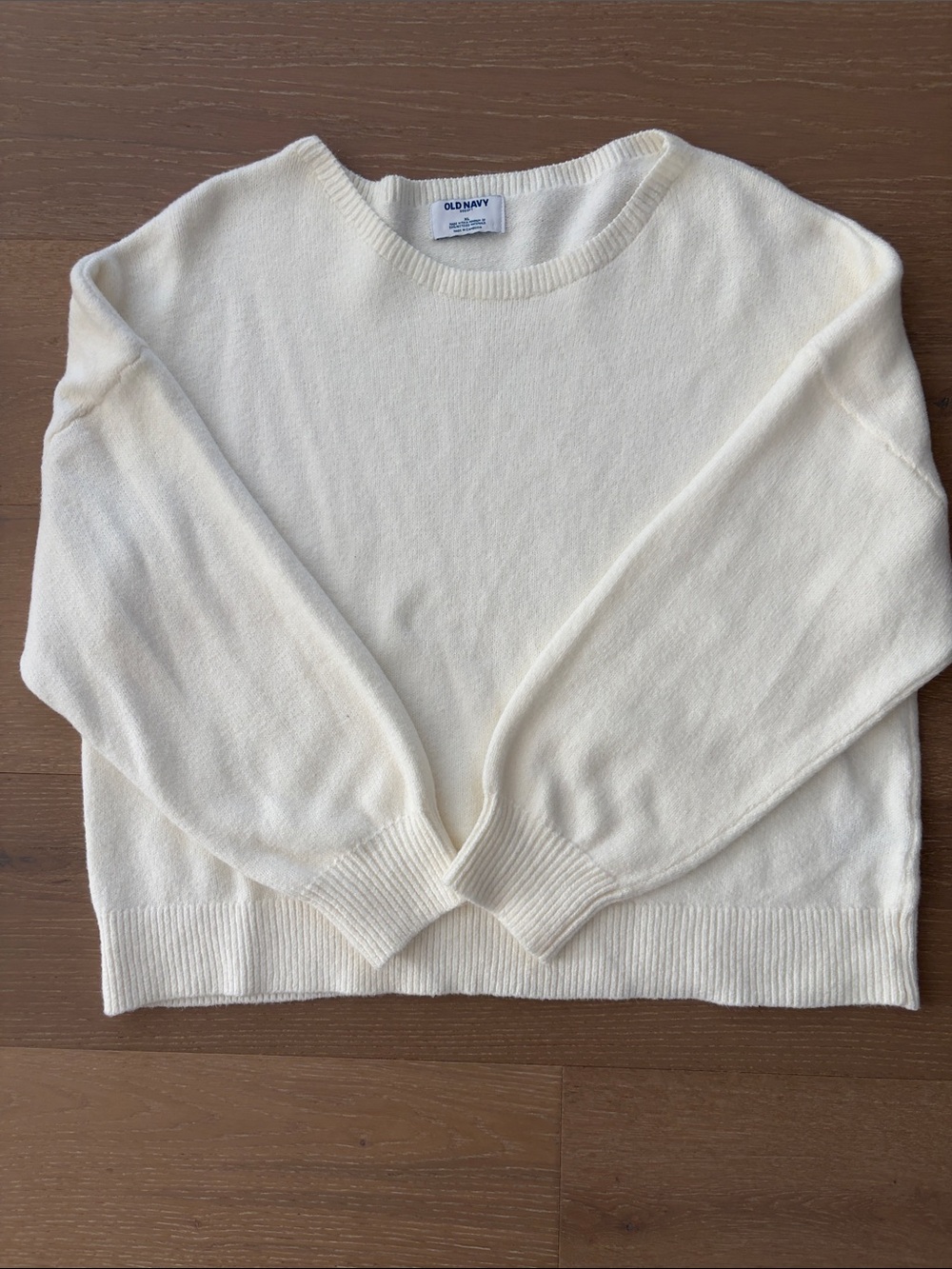Old Navy Boat Neck Sweater w/ Balloon Sleeves in Creamy Ivory. Super Soft.